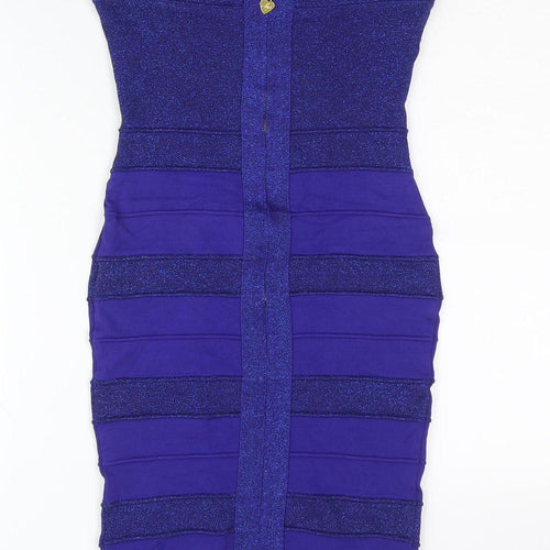 Lipsy Women Purple Bodycon Strapless Sweetheart Mini Dress Size 10