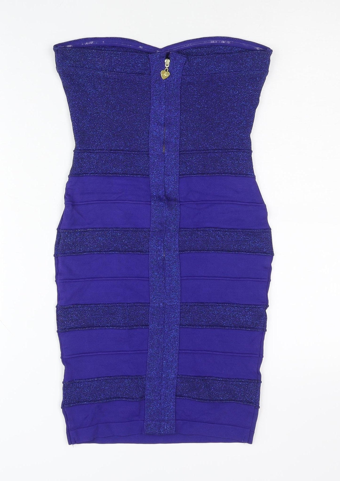 Lipsy Women Purple Bodycon Strapless Sweetheart Mini Dress Size 10