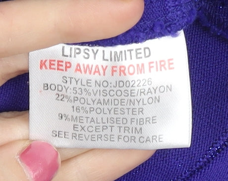 Lipsy Women Purple Bodycon Strapless Sweetheart Mini Dress Size 10