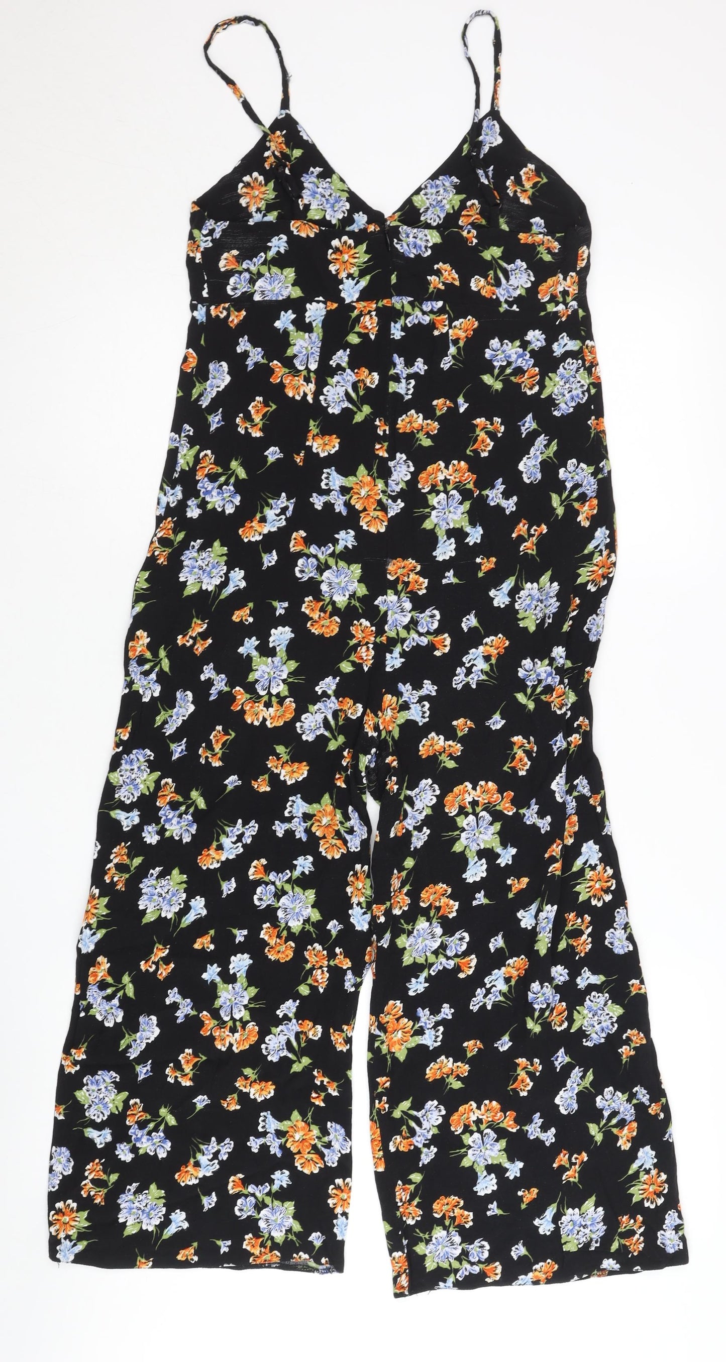 Nobody's Child Womens Black Floral Wide-Leg Jumpsuit UK 8