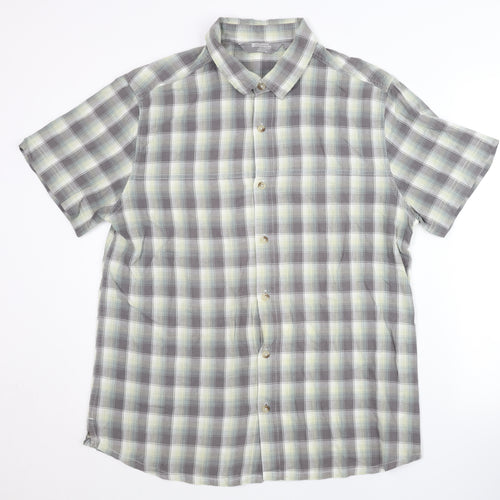 Mountain Warehouse Men’s Grey Plaid Cotton Short Sleeve Casual Shirt L