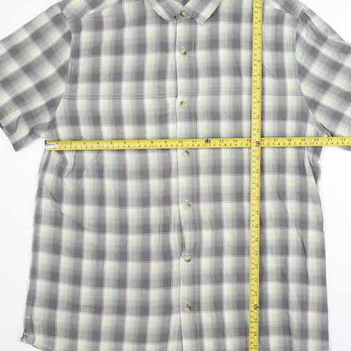 Mountain Warehouse Men’s Grey Plaid Cotton Short Sleeve Casual Shirt L