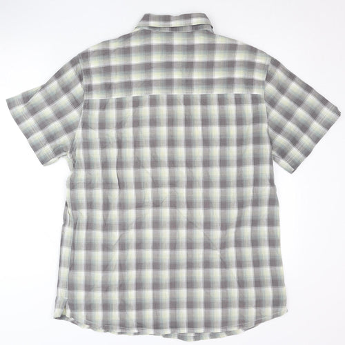 Mountain Warehouse Men’s Grey Plaid Cotton Short Sleeve Casual Shirt L