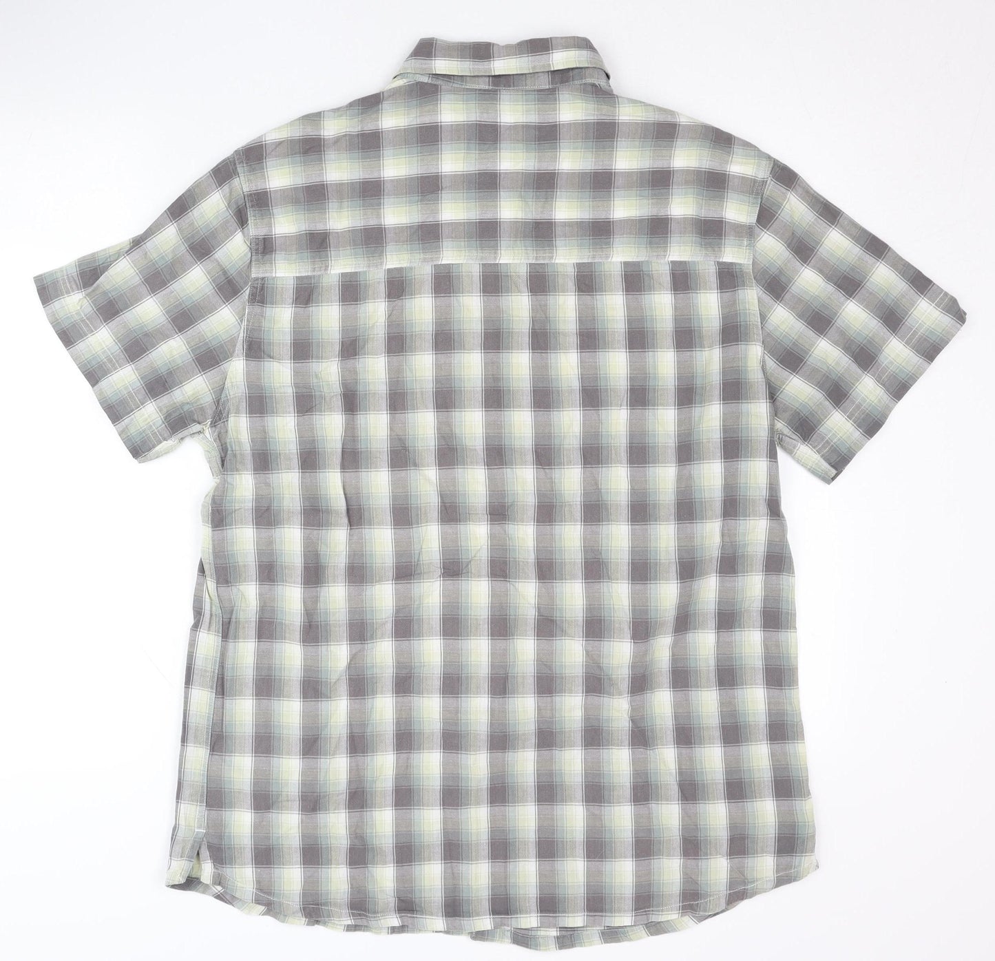 Mountain Warehouse Men’s Grey Plaid Cotton Short Sleeve Casual Shirt L