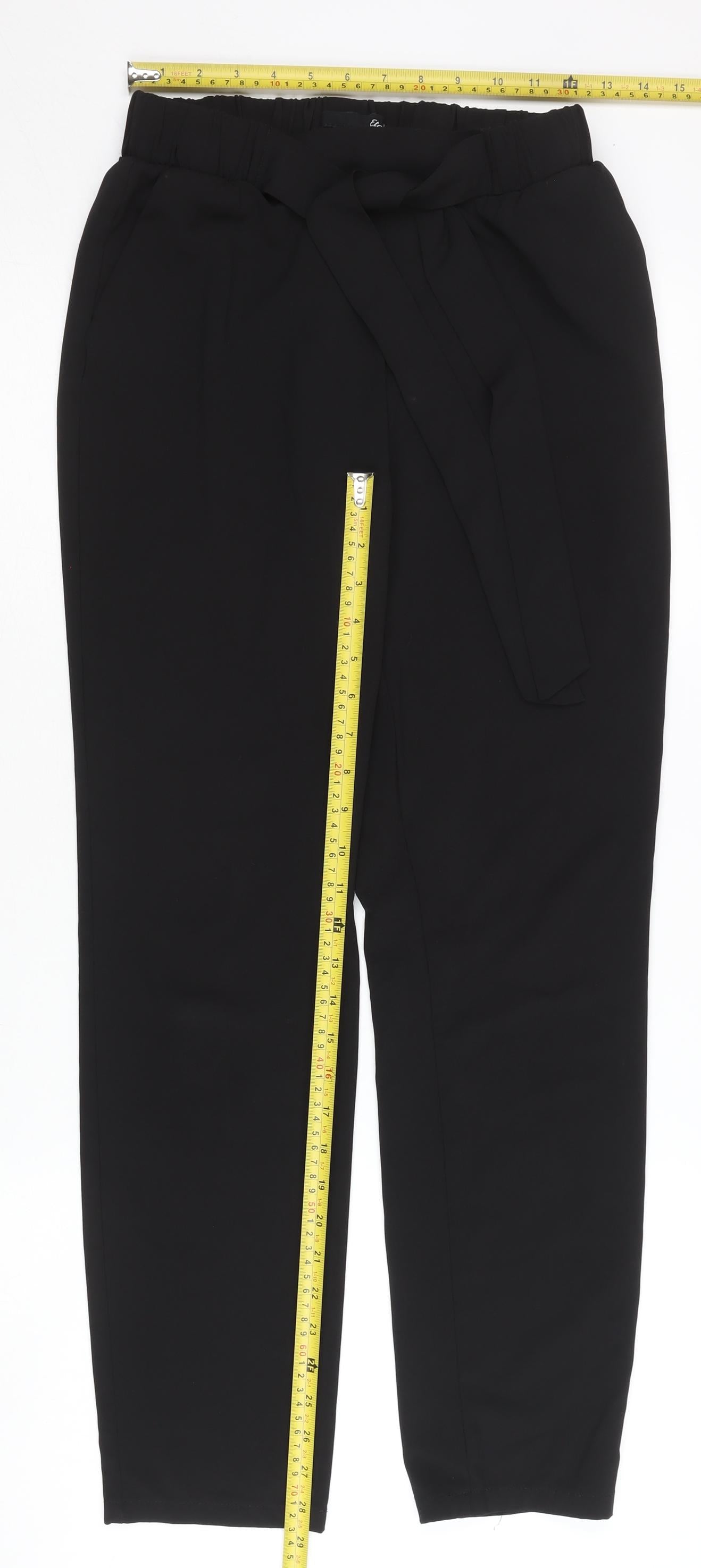 Etam Women’s Black Paperbag Tapered Trousers Size 8
