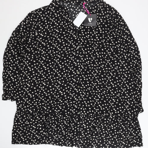 Very Women’s Black Geometric Print Shirt Dress Size 24 Knee Length