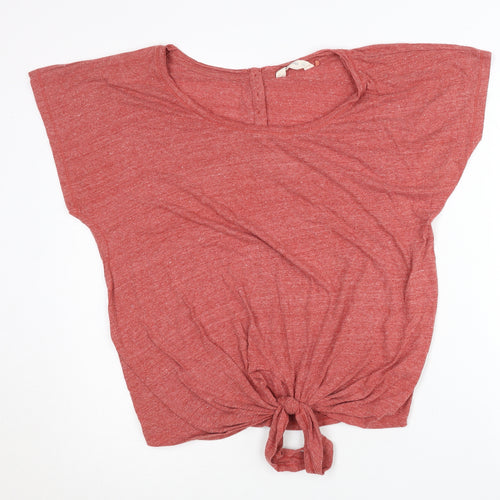 Fat Face Women Red Size 12 Cropped Tie Front T-Shirt