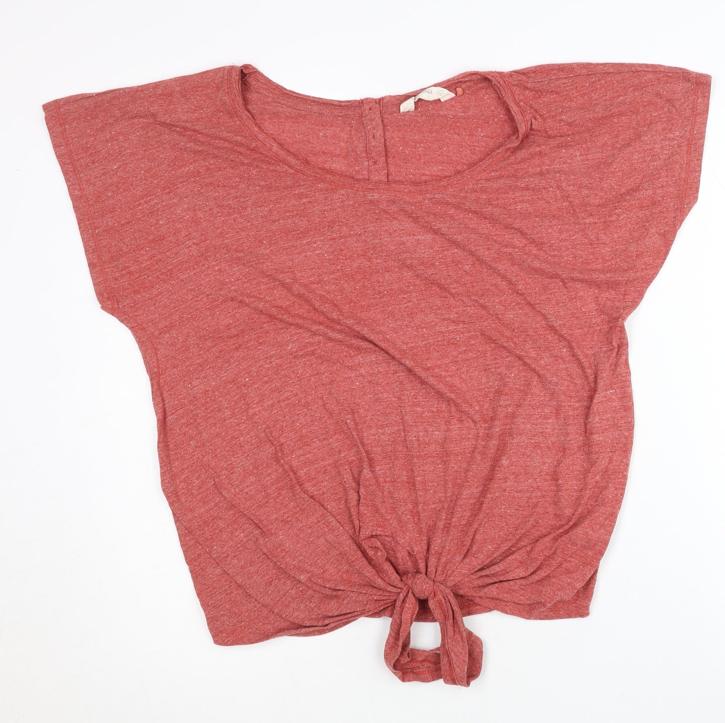 Fat Face Women Red Size 12 Cropped Tie Front T-Shirt
