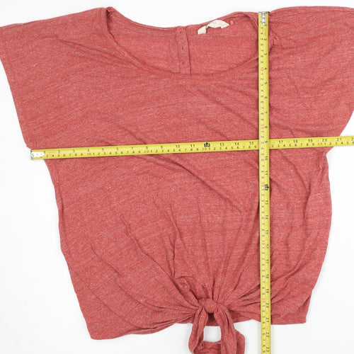 Fat Face Women Red Size 12 Cropped Tie Front T-Shirt