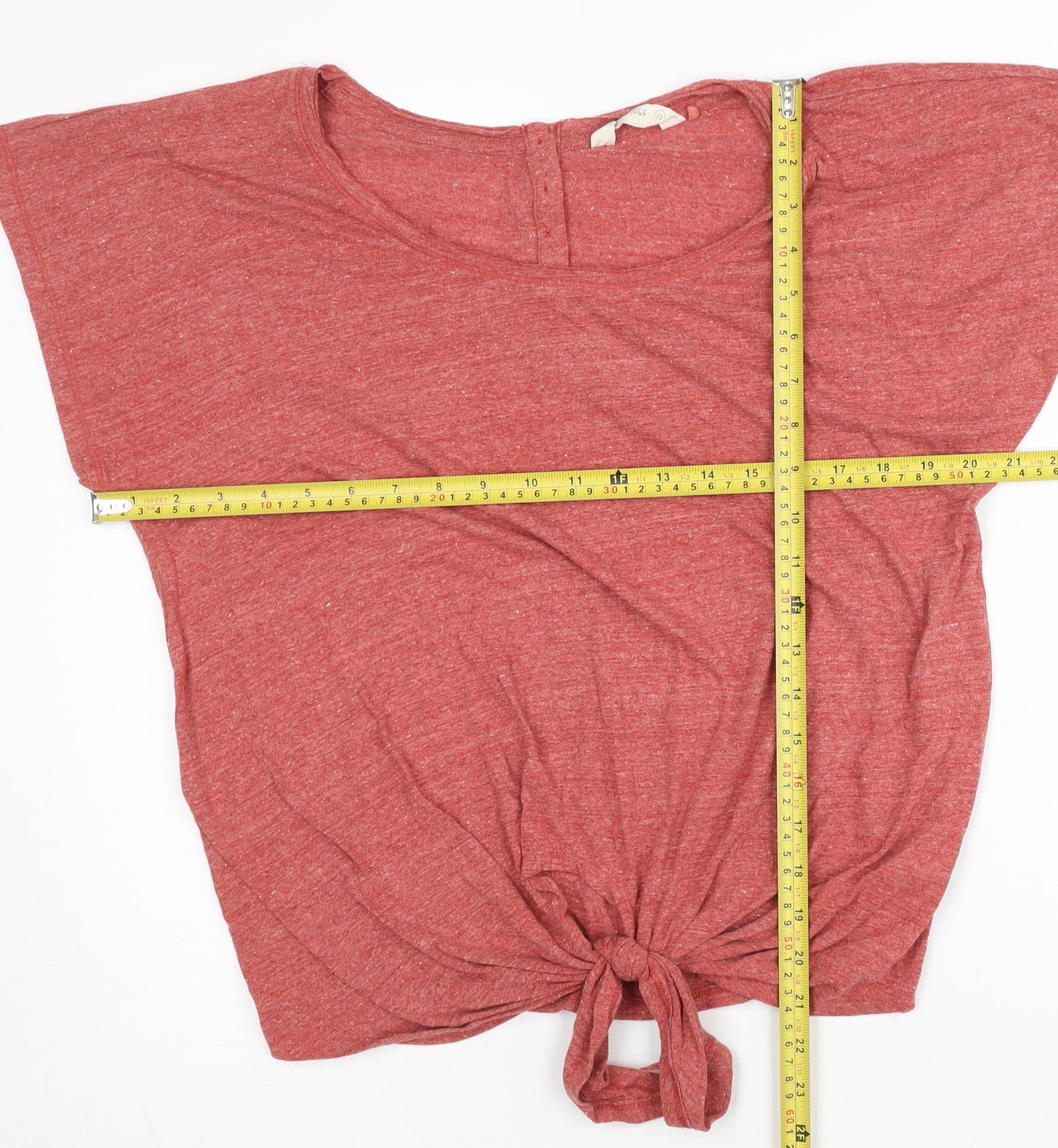 Fat Face Women Red Size 12 Cropped Tie Front T-Shirt