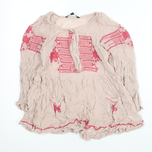 French Connection Womens Beige Embroidered Tunic Blouse UK 12