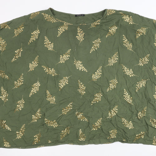 Roman Women’s Green Floral Tunic Blouse Size 18 Short Sleeve Viscose