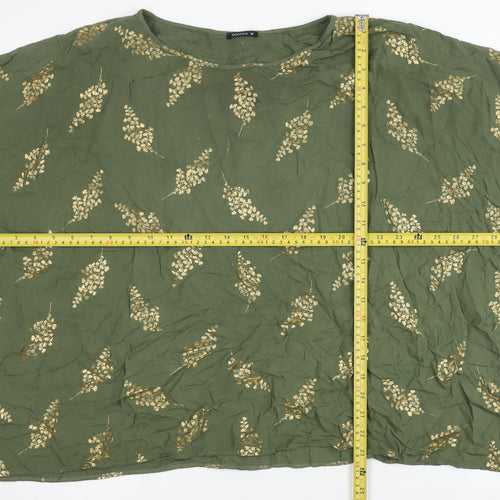 Roman Women’s Green Floral Tunic Blouse Size 18 Short Sleeve Viscose