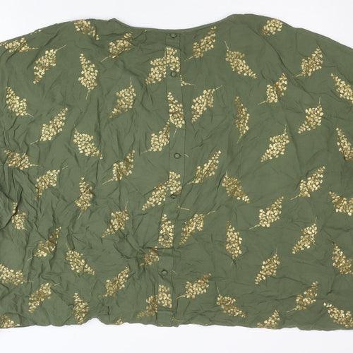 Roman Women’s Green Floral Tunic Blouse Size 18 Short Sleeve Viscose