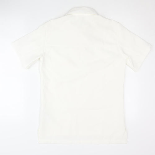 Zara Women White Polo Shirt Size 10 Slim Fit Short Sleeve