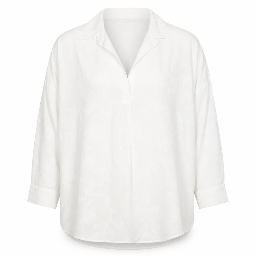 Front view of French Connection Women’s White Tunic Blouse, size S, Long Sleeve