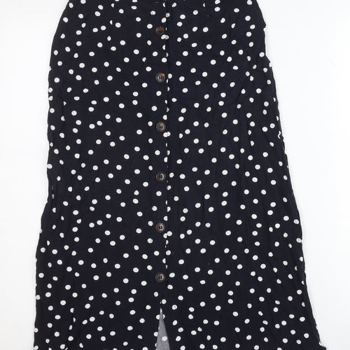 Warehouse Women Black Polka Dot A-Line Midi Skirt Size 6