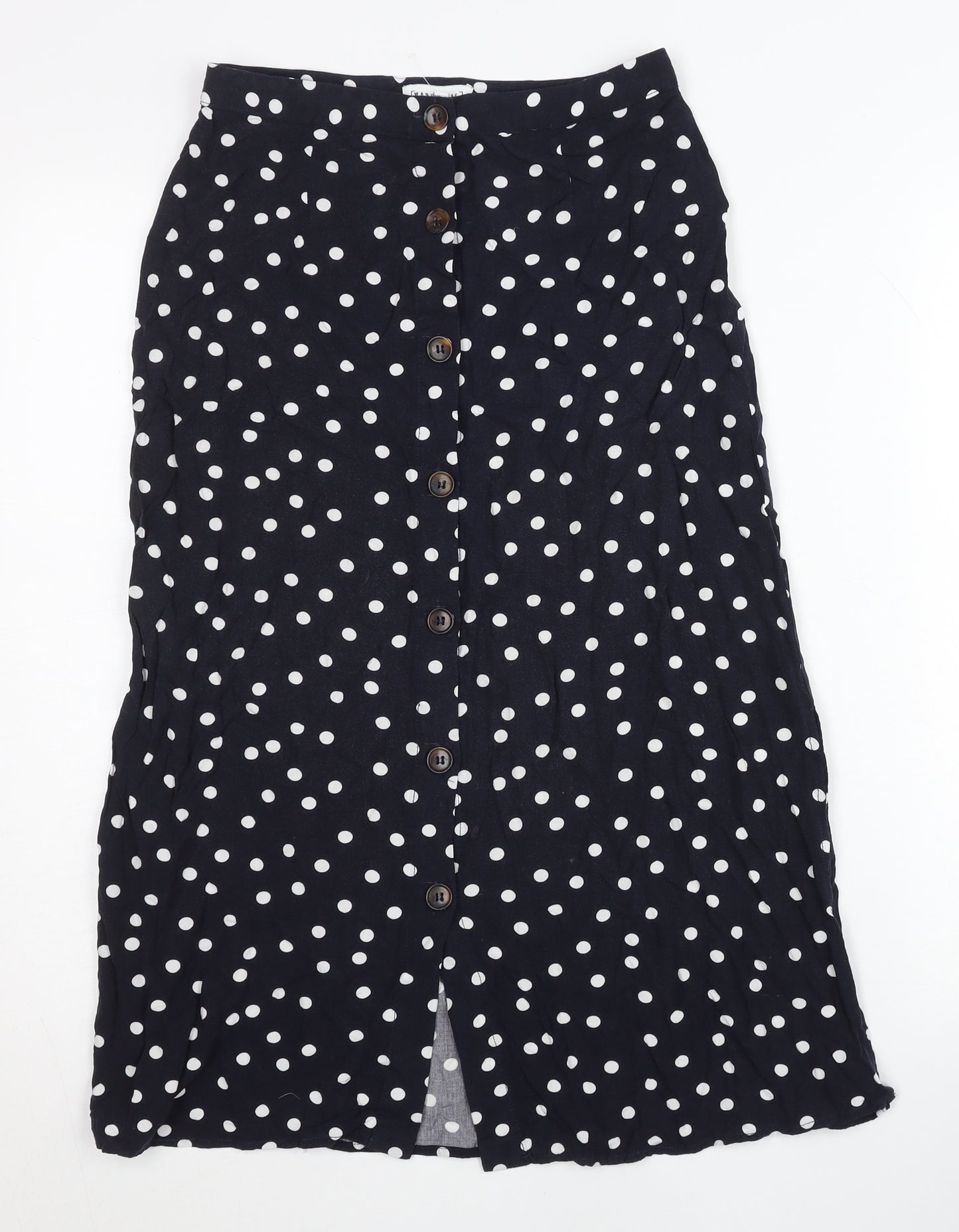 Warehouse Women Black Polka Dot A-Line Midi Skirt Size 6