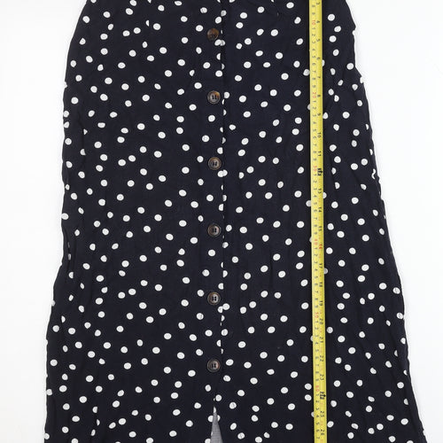 Warehouse Women Black Polka Dot A-Line Midi Skirt Size 6