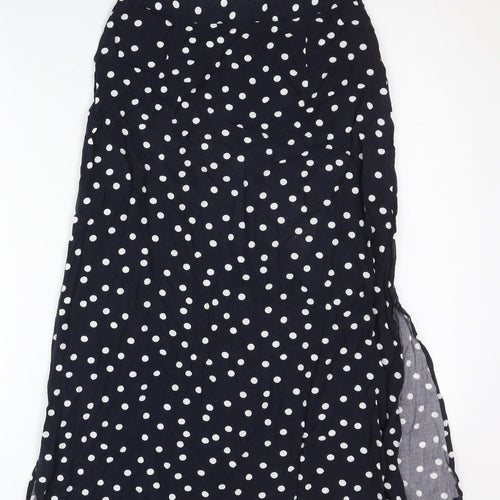 Warehouse Women Black Polka Dot A-Line Midi Skirt Size 6
