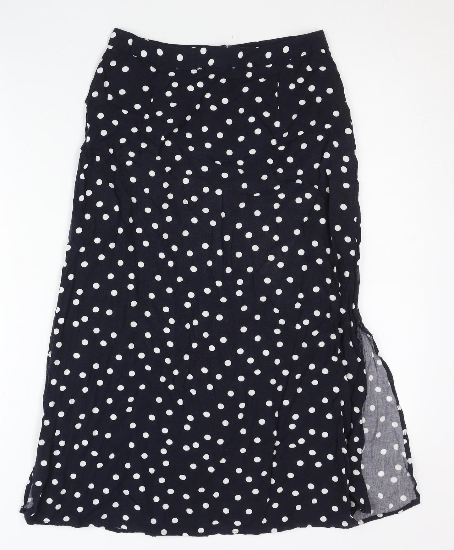 Warehouse Women Black Polka Dot A-Line Midi Skirt Size 6