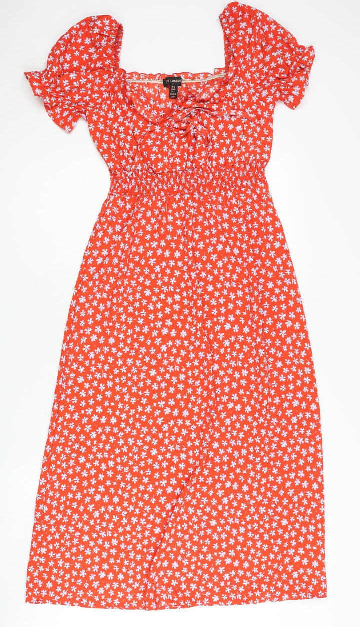 Red London Women’s Red Floral Midi Skater Dress UK 10
