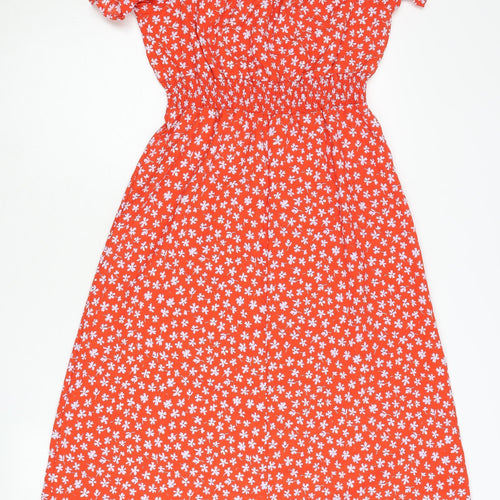 Red London Women’s Red Floral Midi Skater Dress UK 10
