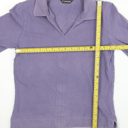 Hawkshead Womens Purple Size 10 Collared Long Sleeve Cotton Blend Top
