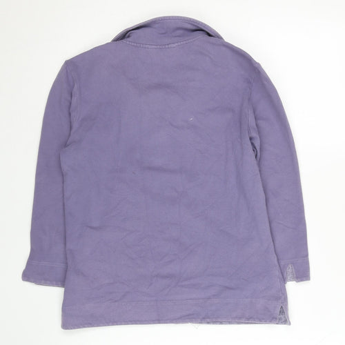 Hawkshead Womens Purple Size 10 Collared Long Sleeve Cotton Blend Top