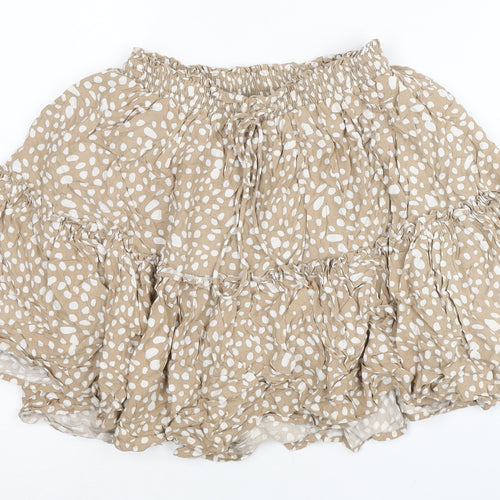 Seven Wonders Women’s Beige Short Peasant Skirt UK 8 Rayon Festival