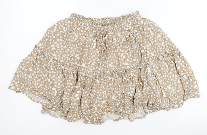 Seven Wonders Women’s Beige Short Peasant Skirt UK 8 Rayon Festival