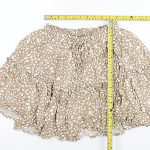 Seven Wonders Women’s Beige Short Peasant Skirt UK 8 Rayon Festival