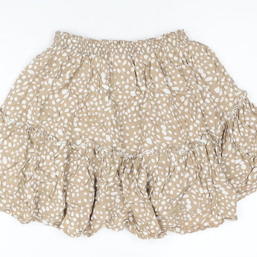 Seven Wonders Women’s Beige Short Peasant Skirt UK 8 Rayon Festival