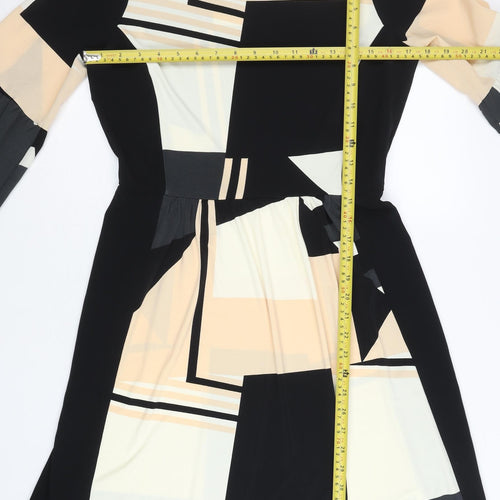 Next Women’s Black Beige Geometric A-Line Dress UK 8