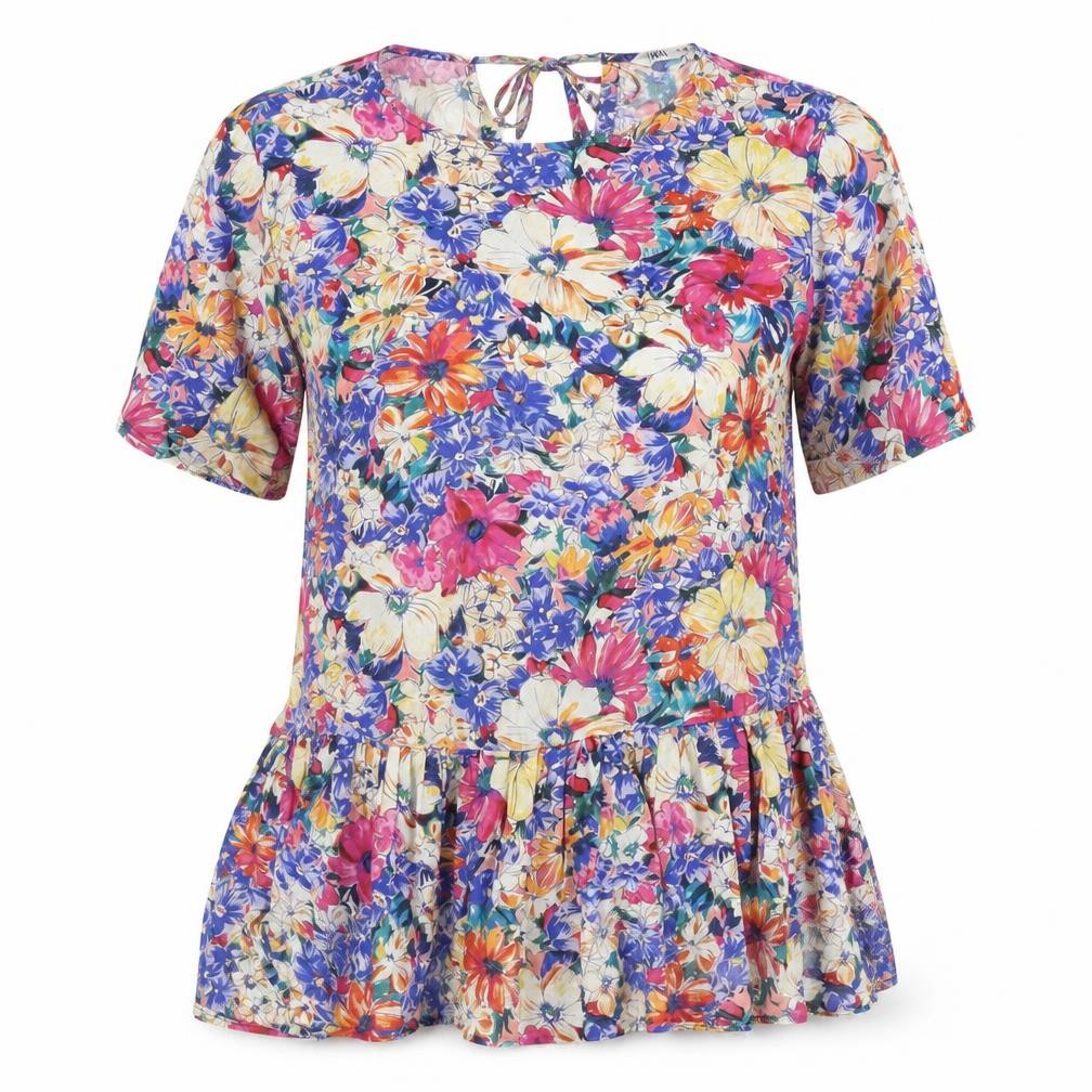 Zara Women’s XS Multicoloured Floral Ruffle Tunic Blouse