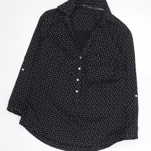 Marks and Spencer Womens Black Polka Dot Button-Up Shirt UK 10