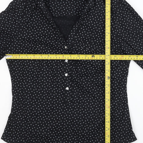 Marks and Spencer Womens Black Polka Dot Button-Up Shirt UK 10