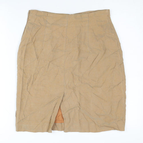 Wallis Womens Beige Linen Blend Pencil Skirt Size 12 Knee Length
