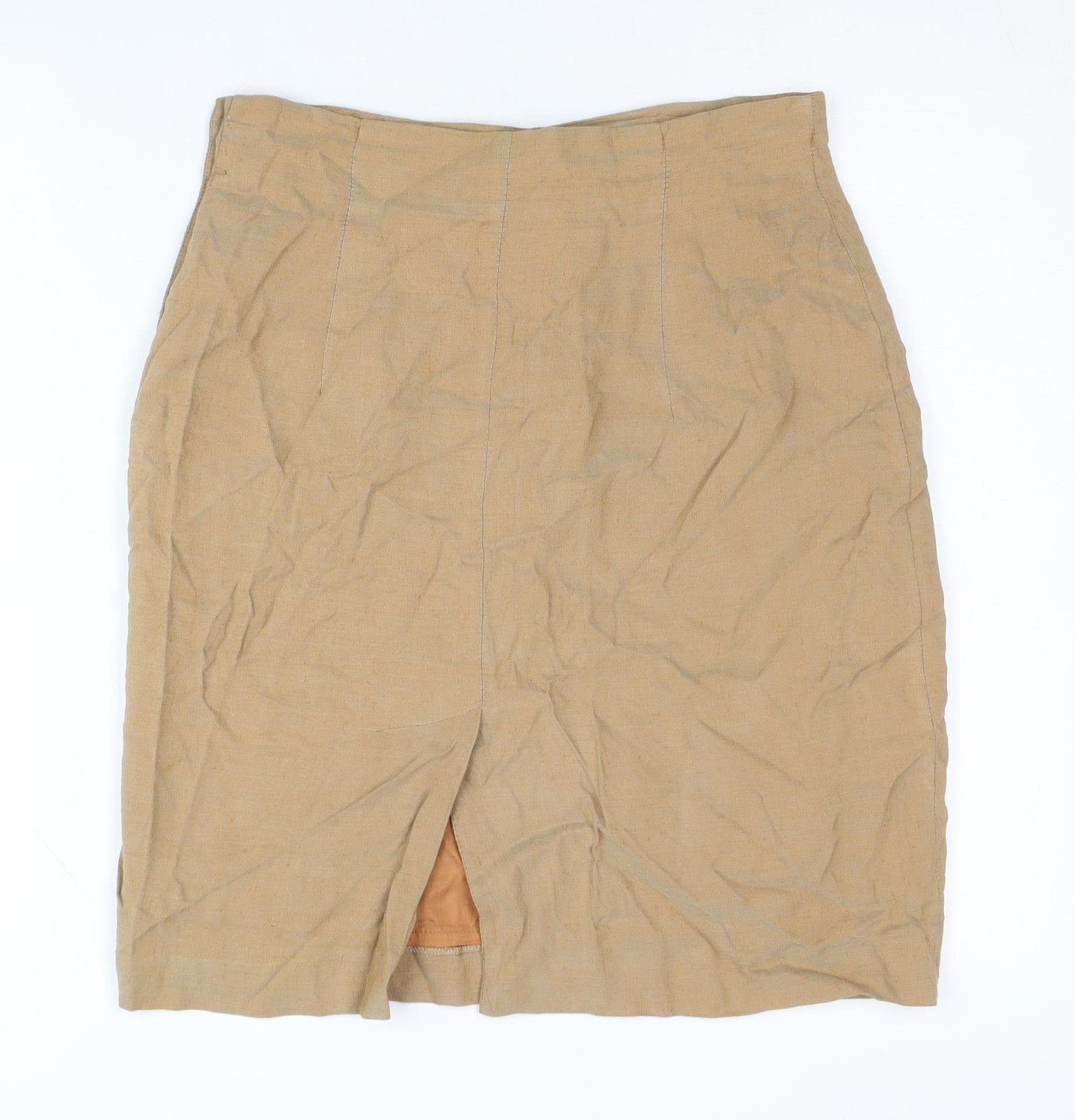 Wallis Womens Beige Linen Blend Pencil Skirt Size 12 Knee Length