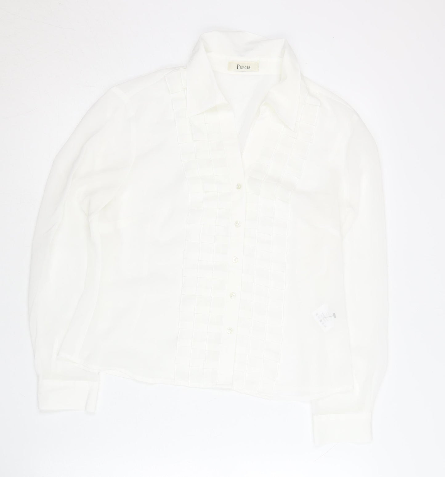 Precis Women White Blouse UK 12 Collared Long Sleeve Workwear