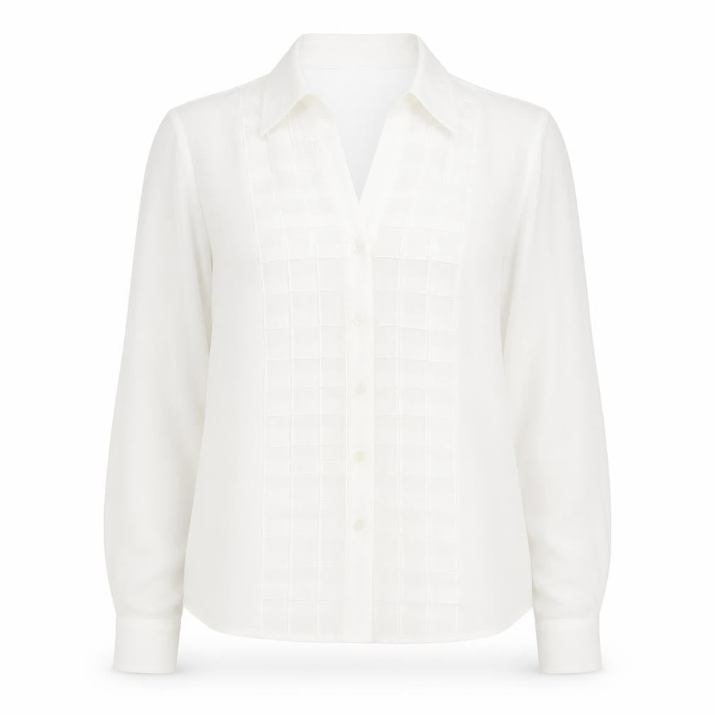 Front view of Precis Women White Blouse UK 12 Collared Long Sleeve Workwear