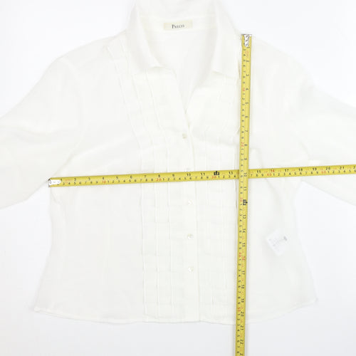 Precis Women White Blouse UK 12 Collared Long Sleeve Workwear