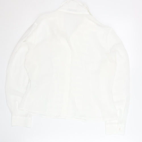 Precis Women White Blouse UK 12 Collared Long Sleeve Workwear