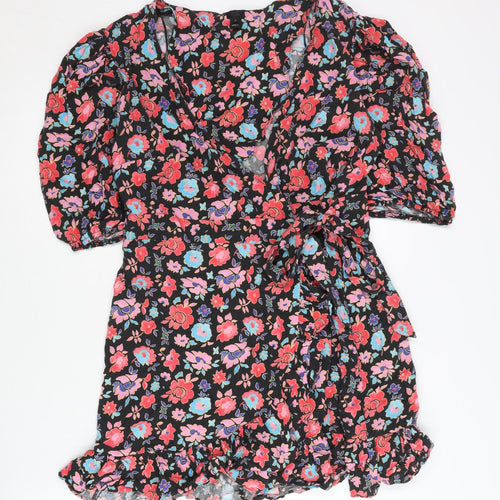River Island Women’s Multicoloured Floral Wrap Dress Size 14