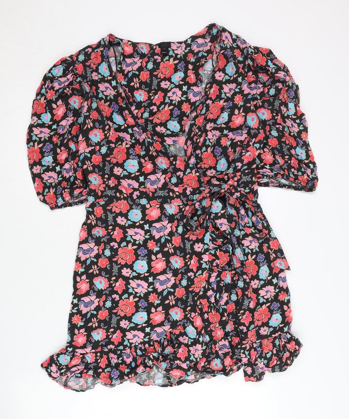 River Island Women’s Multicoloured Floral Wrap Dress Size 14