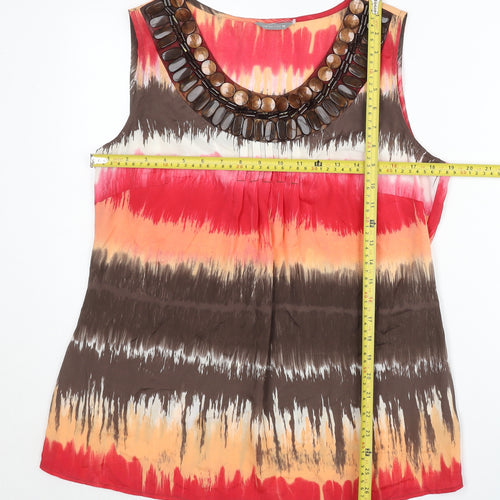 Marks and Spencer Per Una Womens Multicoloured Beaded Scoop Neck Sleeveless Tunic Blouse Size 16