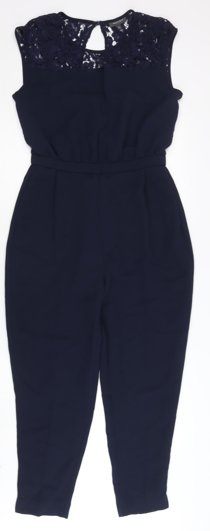 Pied a Terre Women’s Blue Lace Trim Jumpsuit Size 10 Slim Fit Tapered