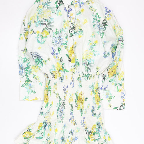 Zara Women’s Multicoloured Floral Shirt Dress Size 8 Short Sleeve Spring Summer