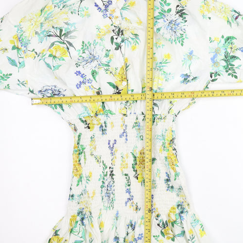 Zara Women’s Multicoloured Floral Shirt Dress Size 8 Short Sleeve Spring Summer