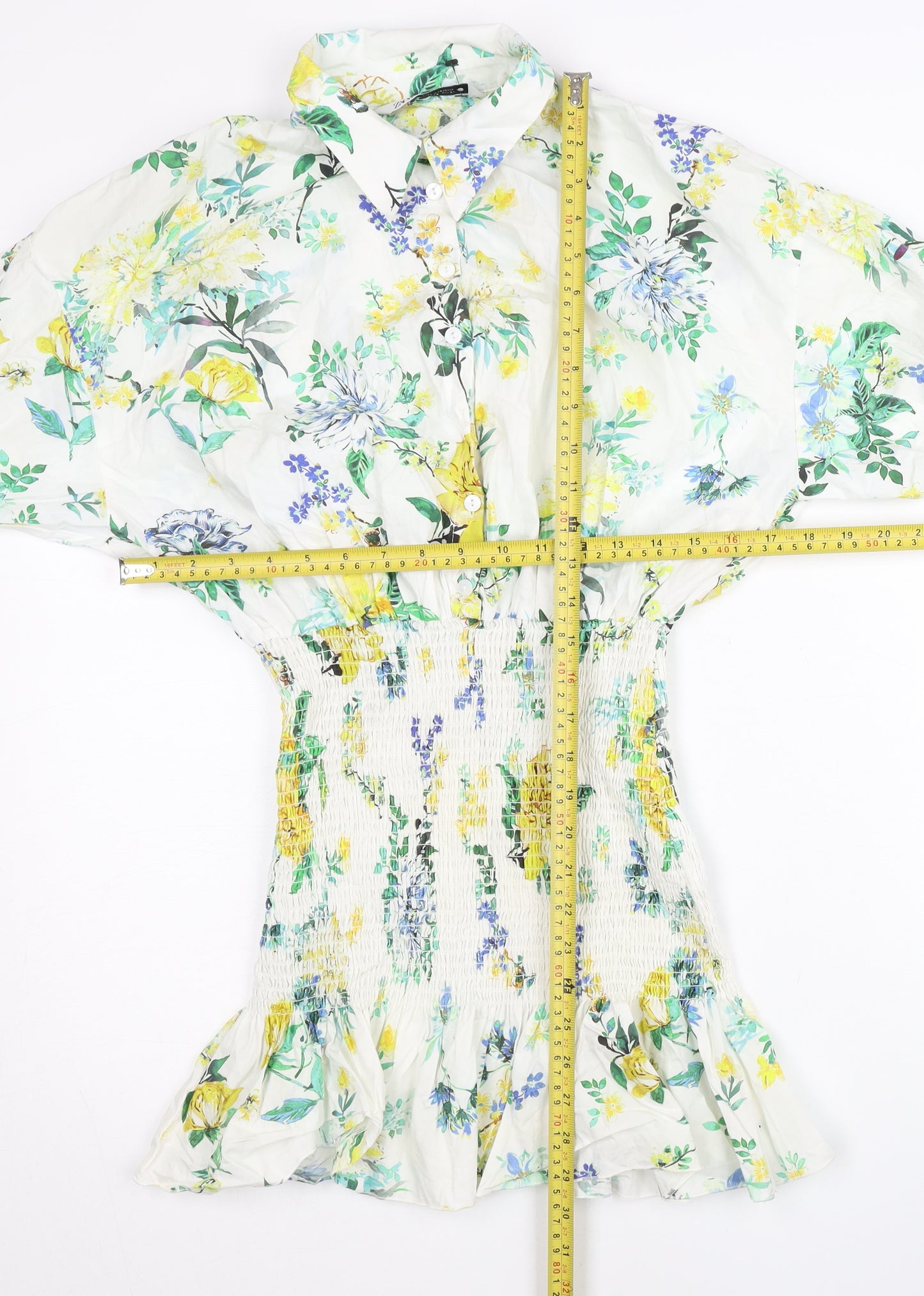 Zara Women’s Multicoloured Floral Shirt Dress Size 8 Short Sleeve Spring Summer